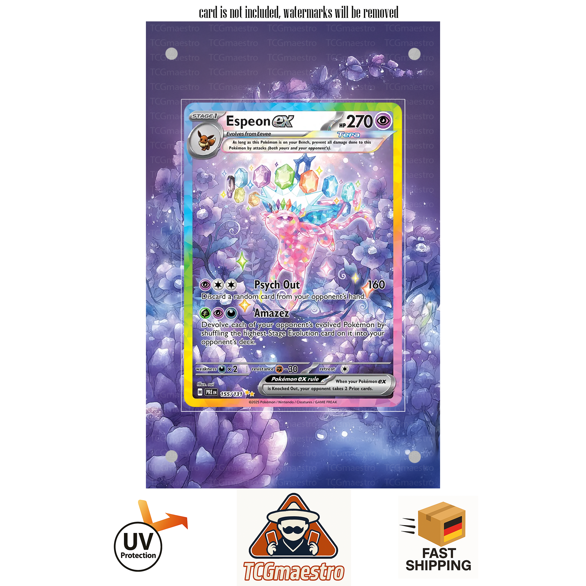 Espeon PRE 155/131 extended artwork acrylic case magnetic protective cover Pokemon