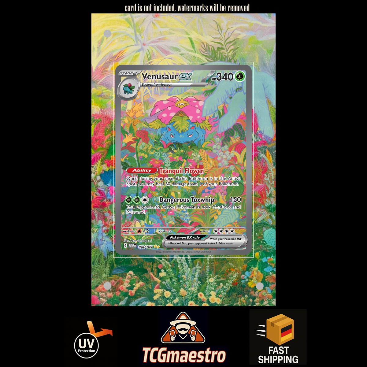 Venusaur 151 198/165 extended artwork acrylic case magnetic protective cover Pokemon