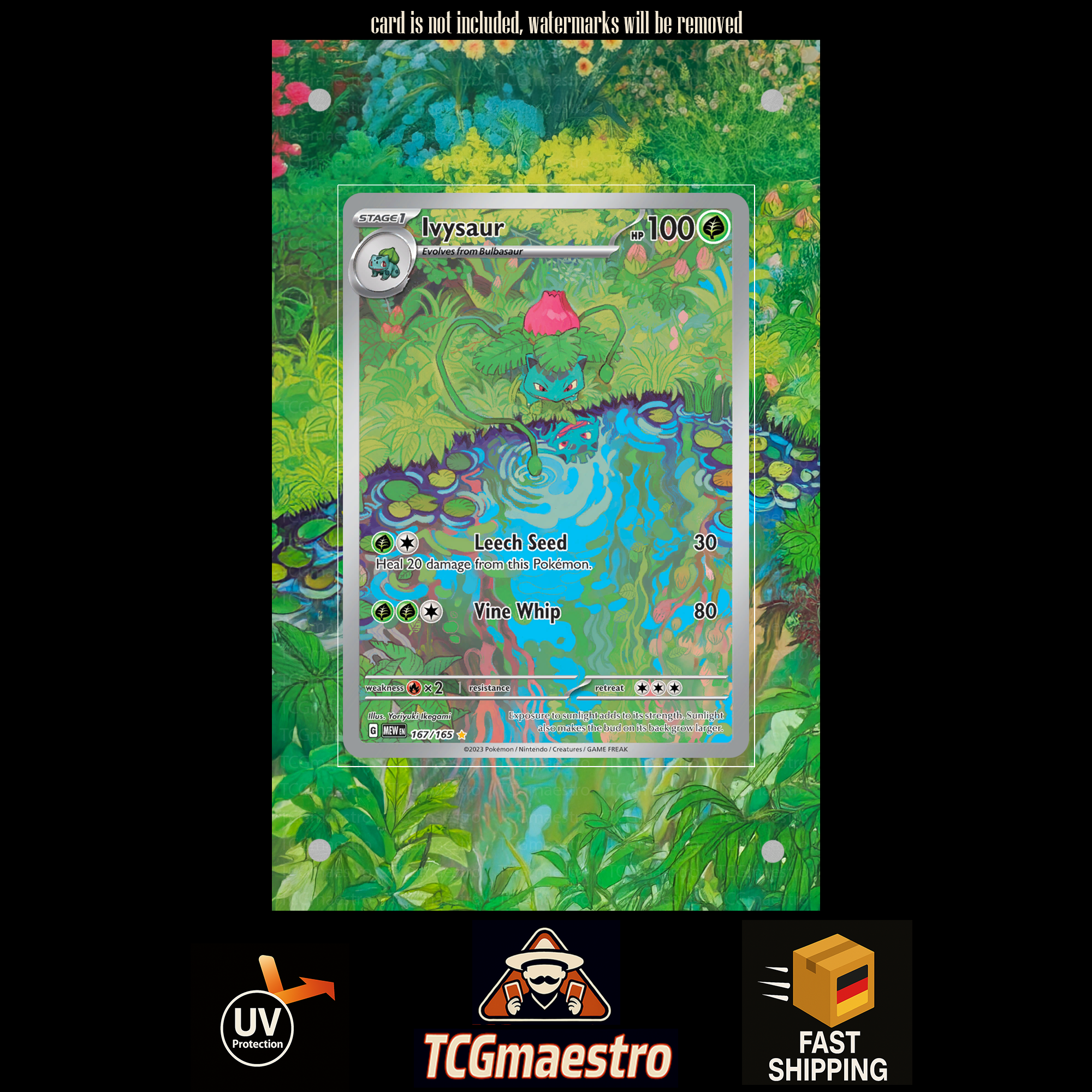 Ivysaur 151 167/165 extended artwork acrylic case magnetic protective cover Pokemon