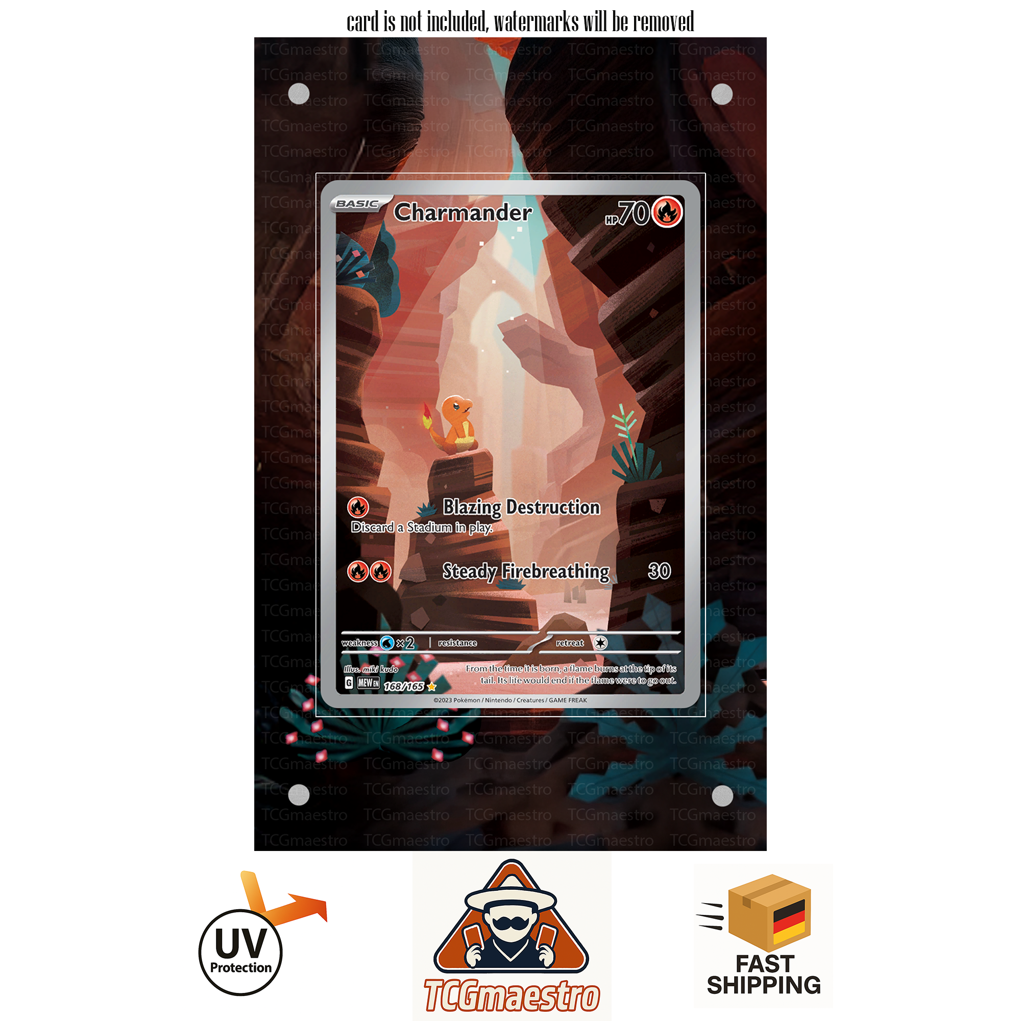 Charmander 151 168/165 extended artwork acrylic case magnetic protective cover Pokemon