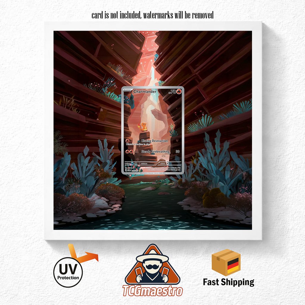 Bilderrahmen Pokémon 151 Glumanda Charmander Display Art Frame