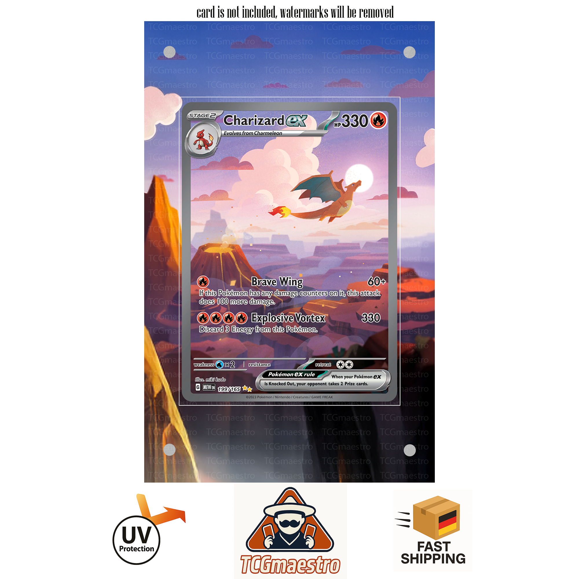 Charizard 151 199/165 extended artwork acrylic case magnetic protective cover Pokemon