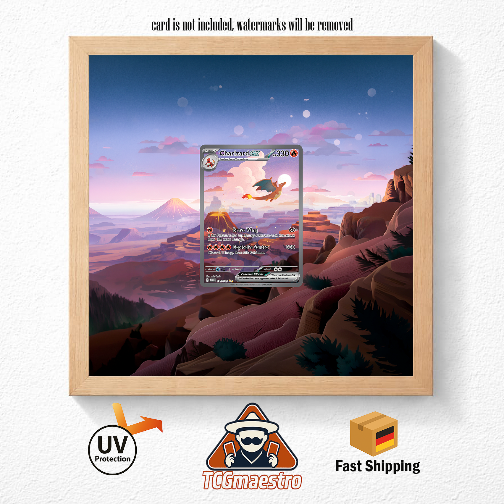 Bilderrahmen Pokémon 151 Glurak Charizard Display Art Frame