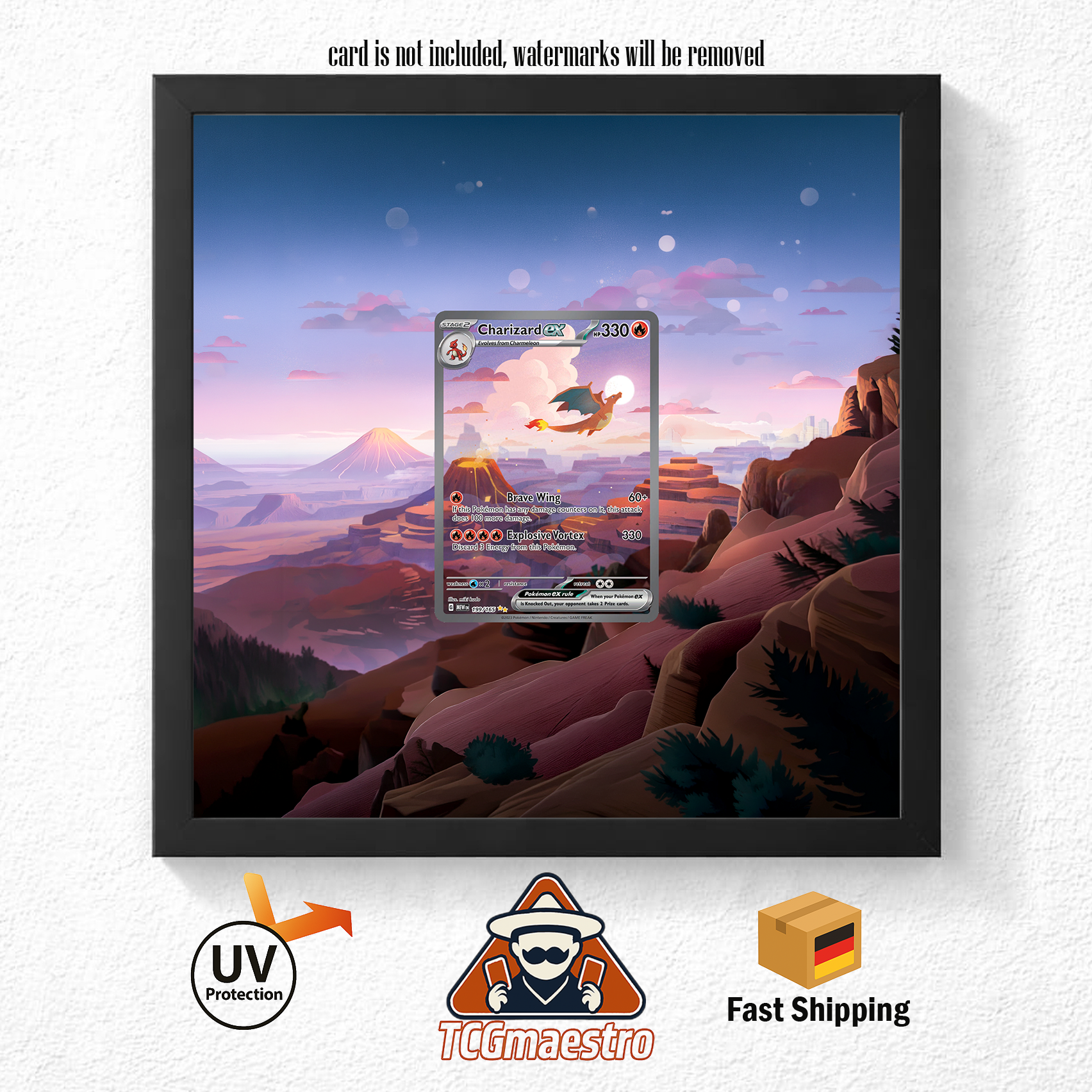 Bilderrahmen Pokémon 151 Glurak Charizard Display Art Frame