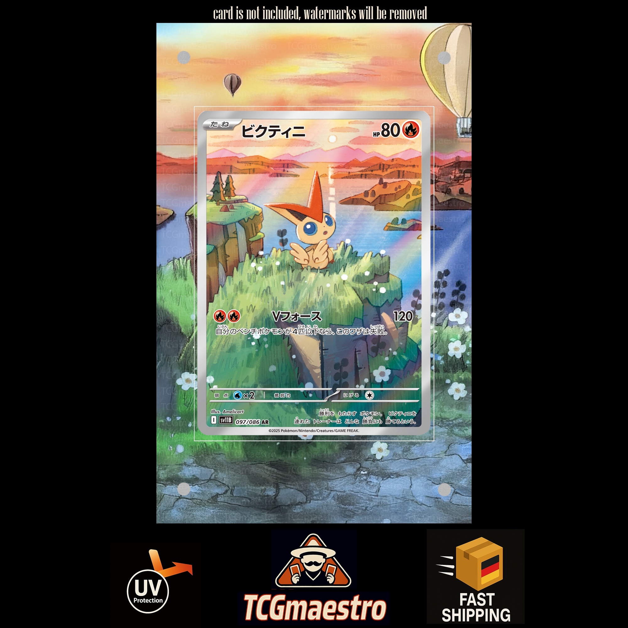 Victini BLK WHT Promo extended artwork acrylic case magnetic protective cover Pokemon