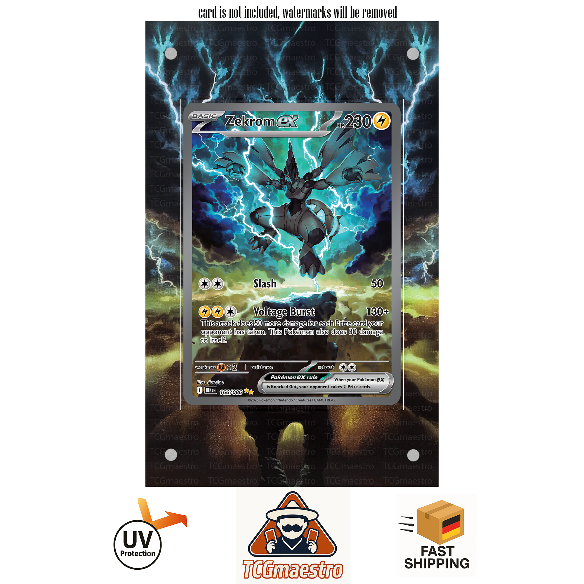 Zekrom BLK 166/086 extended artwork acrylic case magnetic protective cover Pokemon