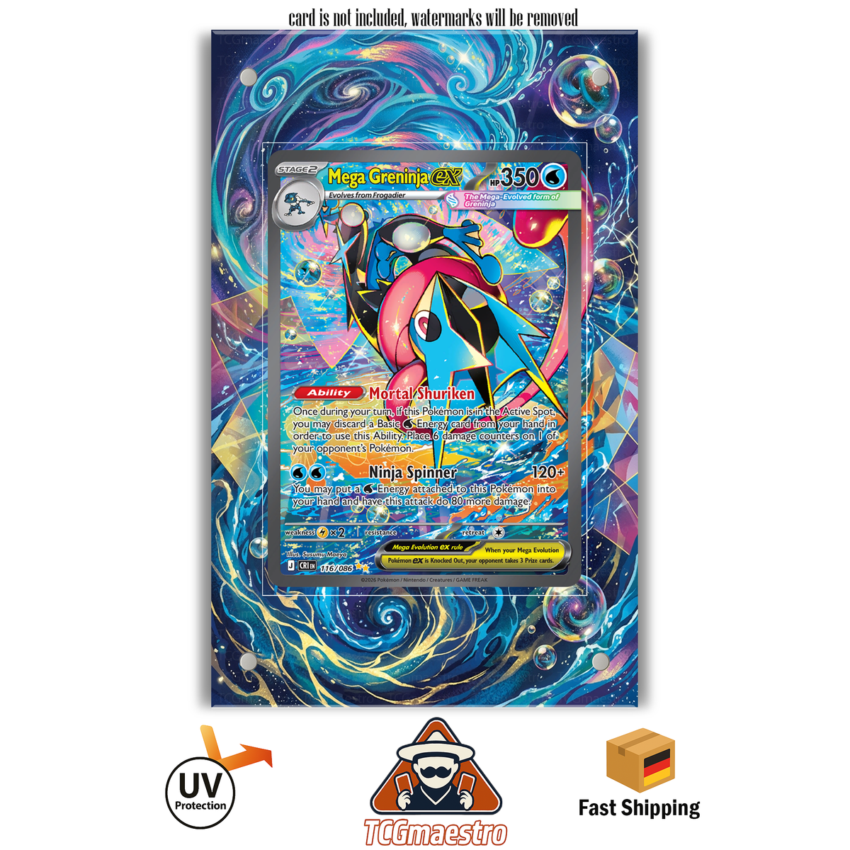 Mega Greninja Quajutsu CRI 116 Pokémon Extended Artwork Rahmen