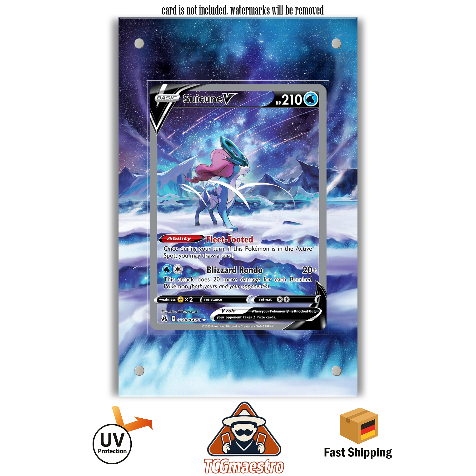 Suicune CRZ GG38 Pokémon Extended Artwork Rahmen & Schutzhülle