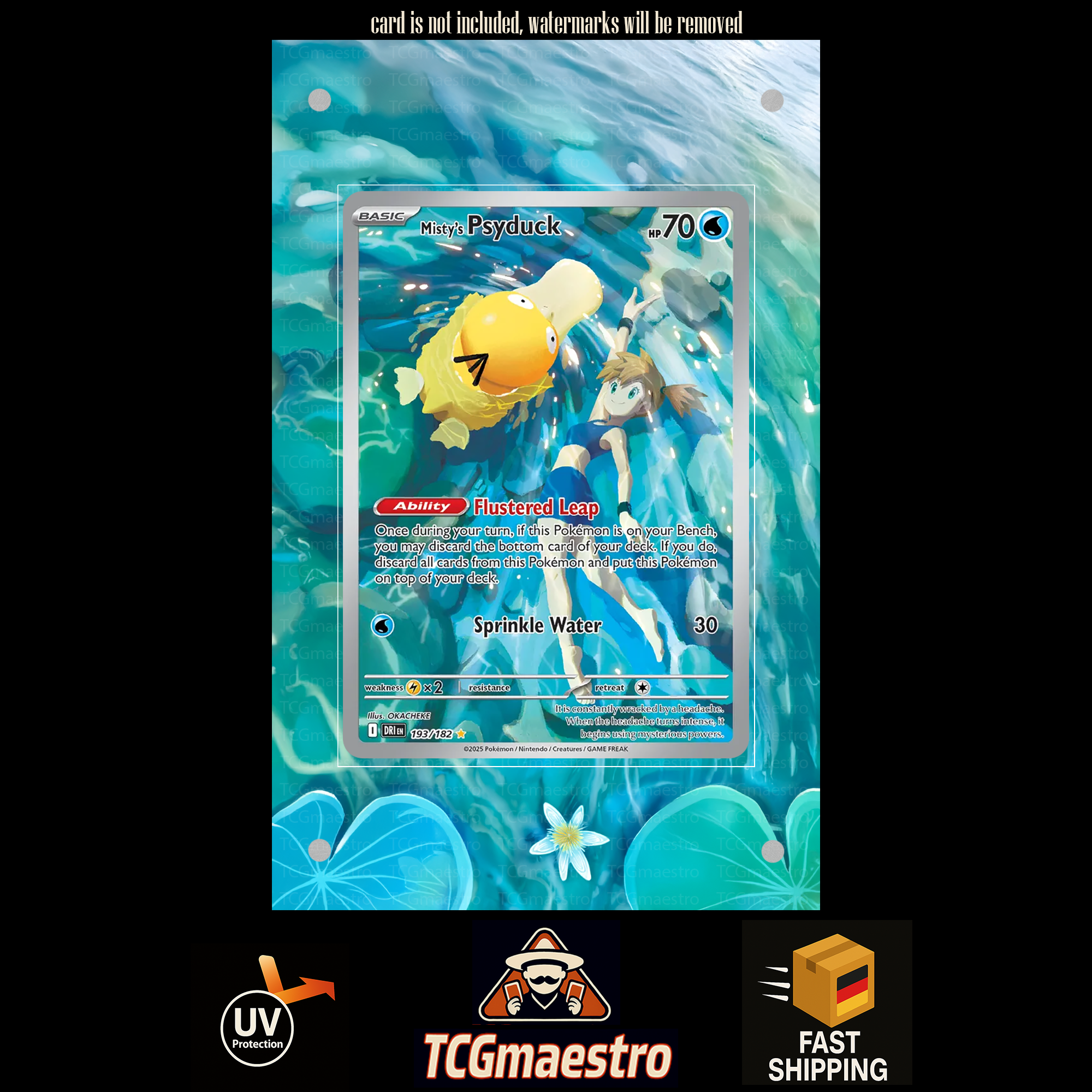 Mistys Psyduck DRI 193/182 extended artwork acrylic case magnetic protective cover Pokemon