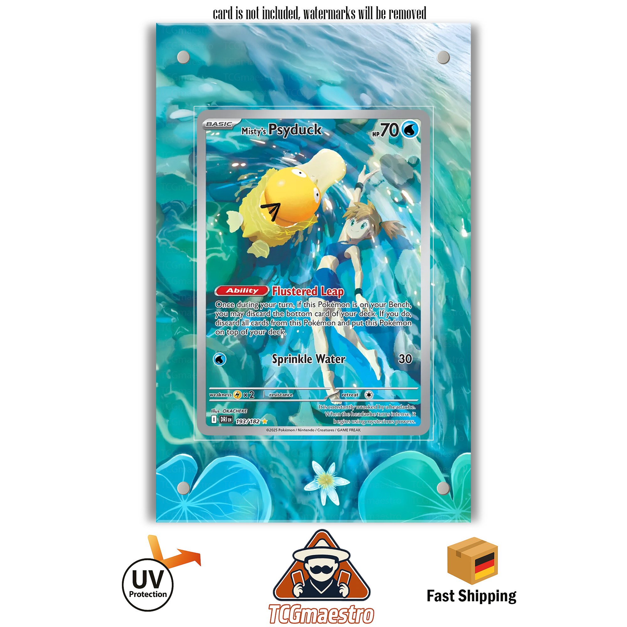 Enton Psyduck DRI 193/182 Pokémon Extended Artwork Rahmen & Schutzhülle