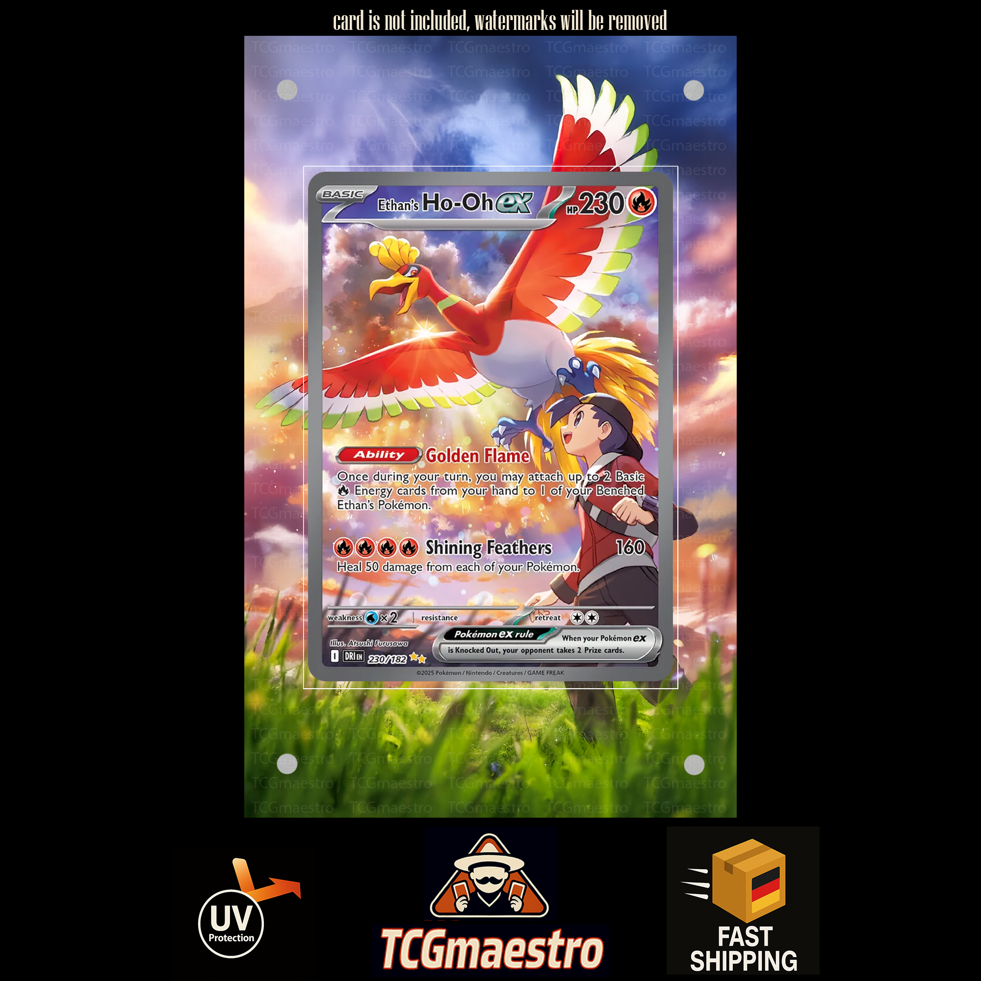Ethans Ho-Oh DRI 230/182 extended artwork acrylic case magnetic protective cover Pokemon
