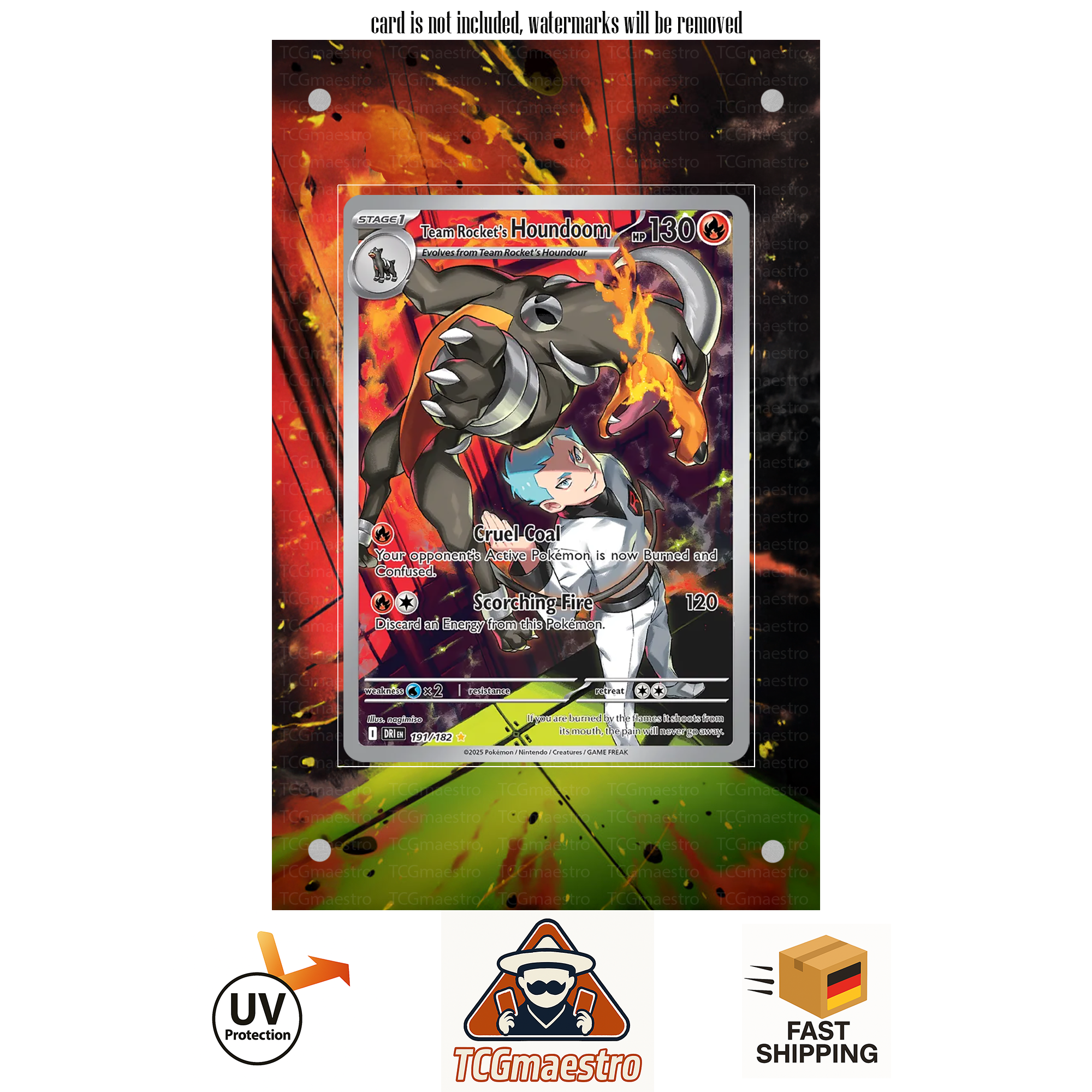 Team Rockets Houndoom DRI 191/182 extended artwork acrylic case magnetic protective cover Pokemon