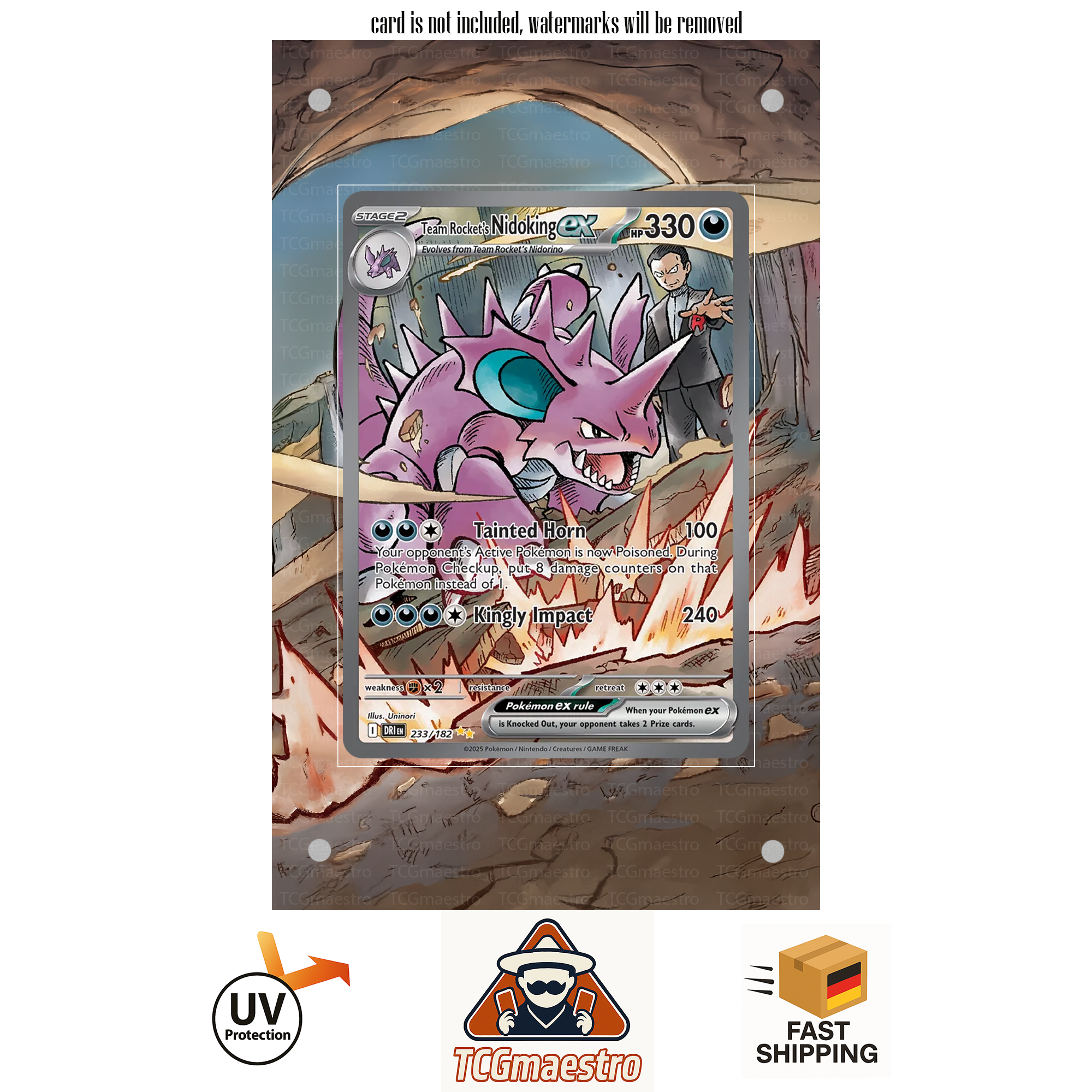 Team Rockets Nidoking DRI 233/182 extended artwork acrylic case magnetic protective cover Pokemon