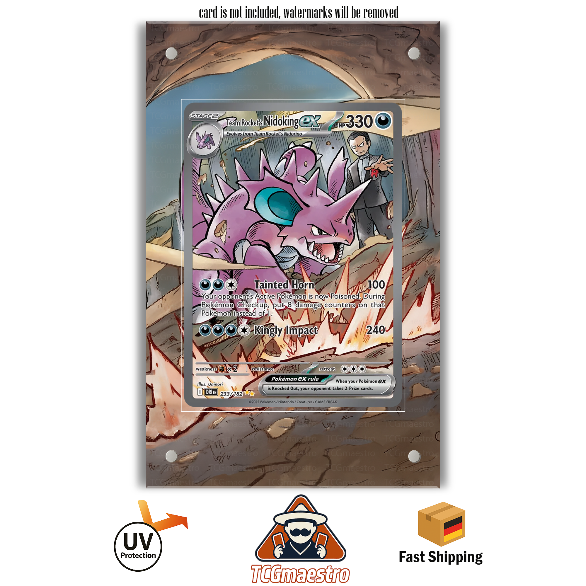 Nidoking DRI 233/182 Pokémon Extended Artwork Rahmen & Schutzhülle
