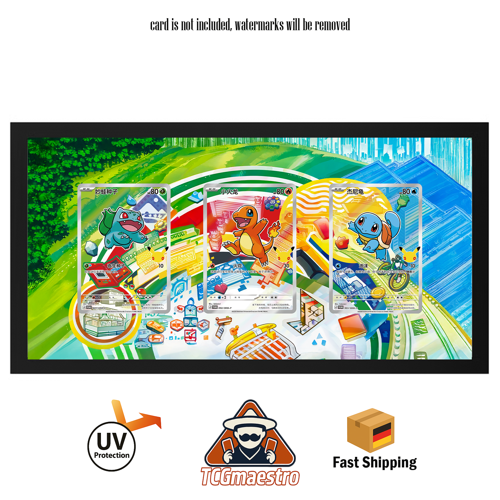 Bilderrahmen Pokémon First Partners Bisasam Glumanda Schiggy Display Art Frame