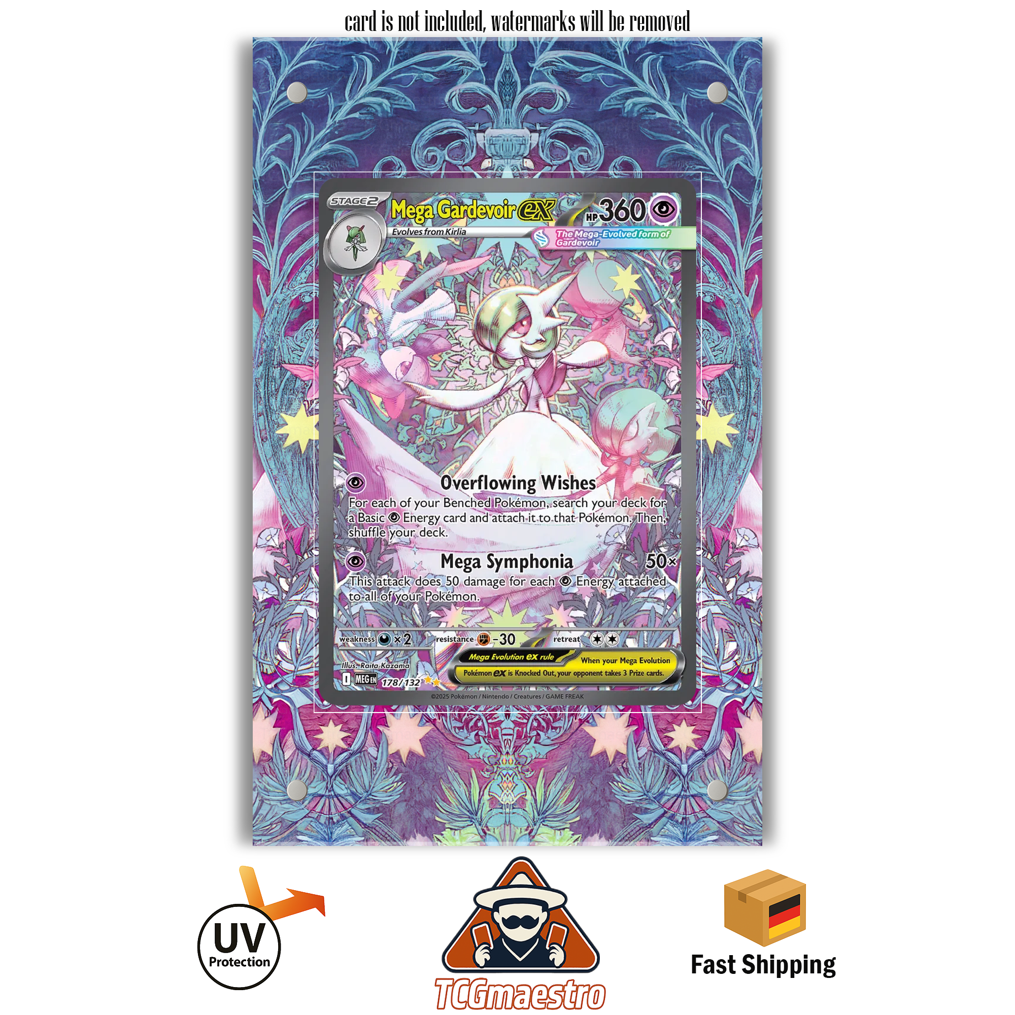 Mega Guardevoir Gardevoir 178/132 Pokémon Extended Artwork Rahmen & Schutz