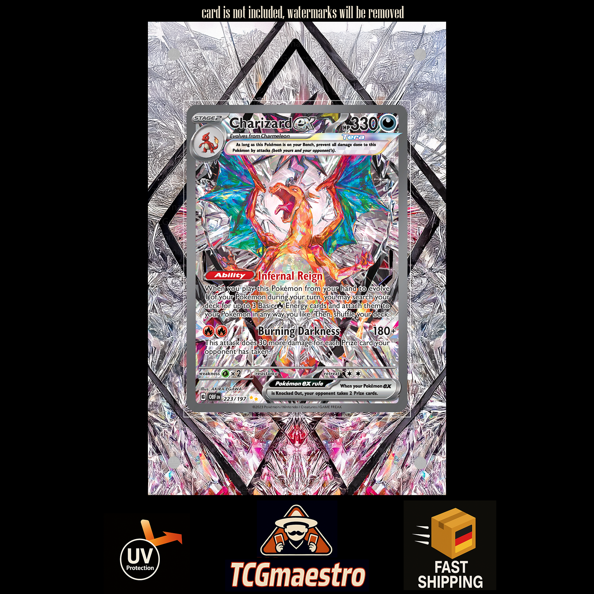 Charizard OBF 223/197 extended artwork acrylic case magnetic protective cover Pokemon