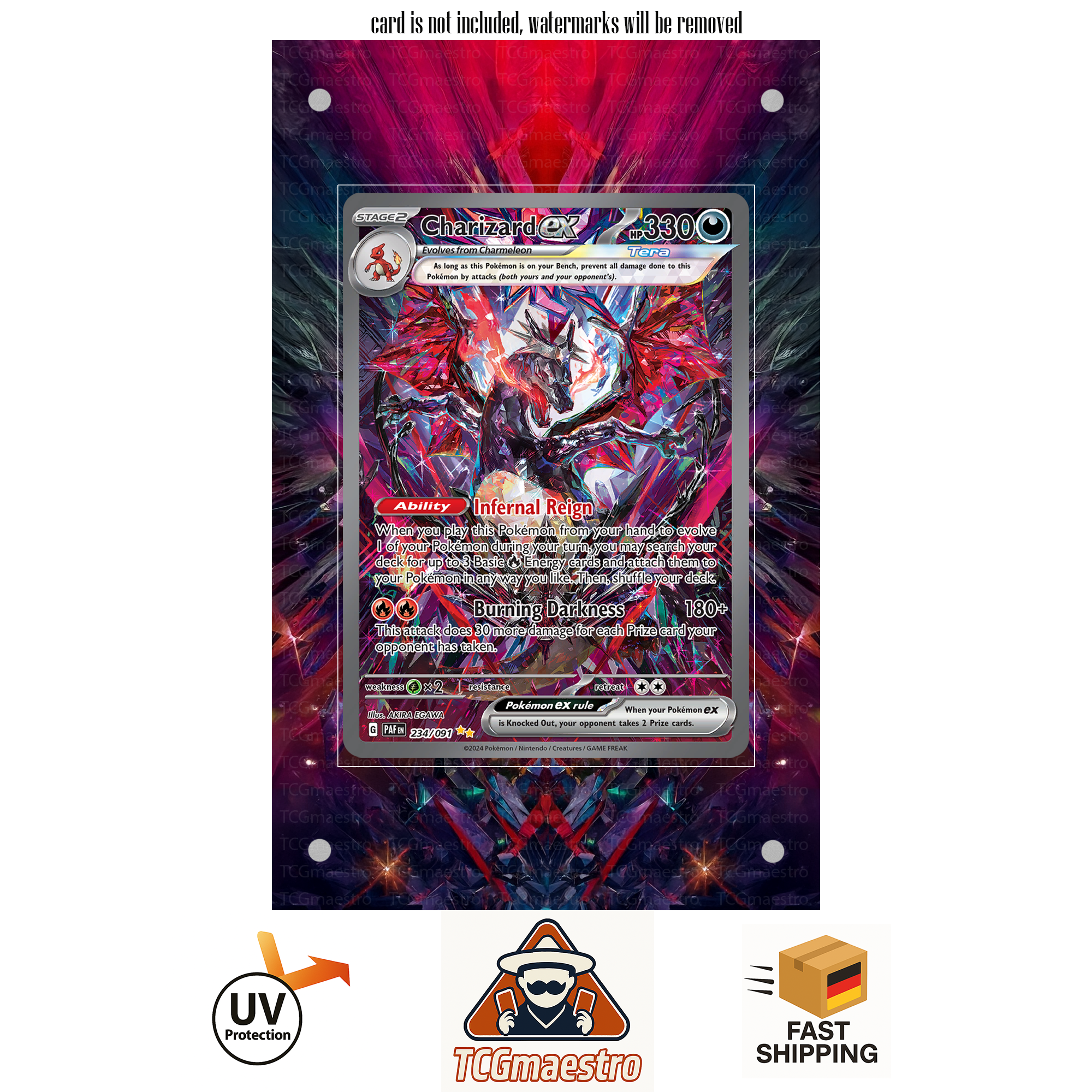 Charizard PAF 234/091 extended artwork acrylic case magnetic protective cover Pokemon