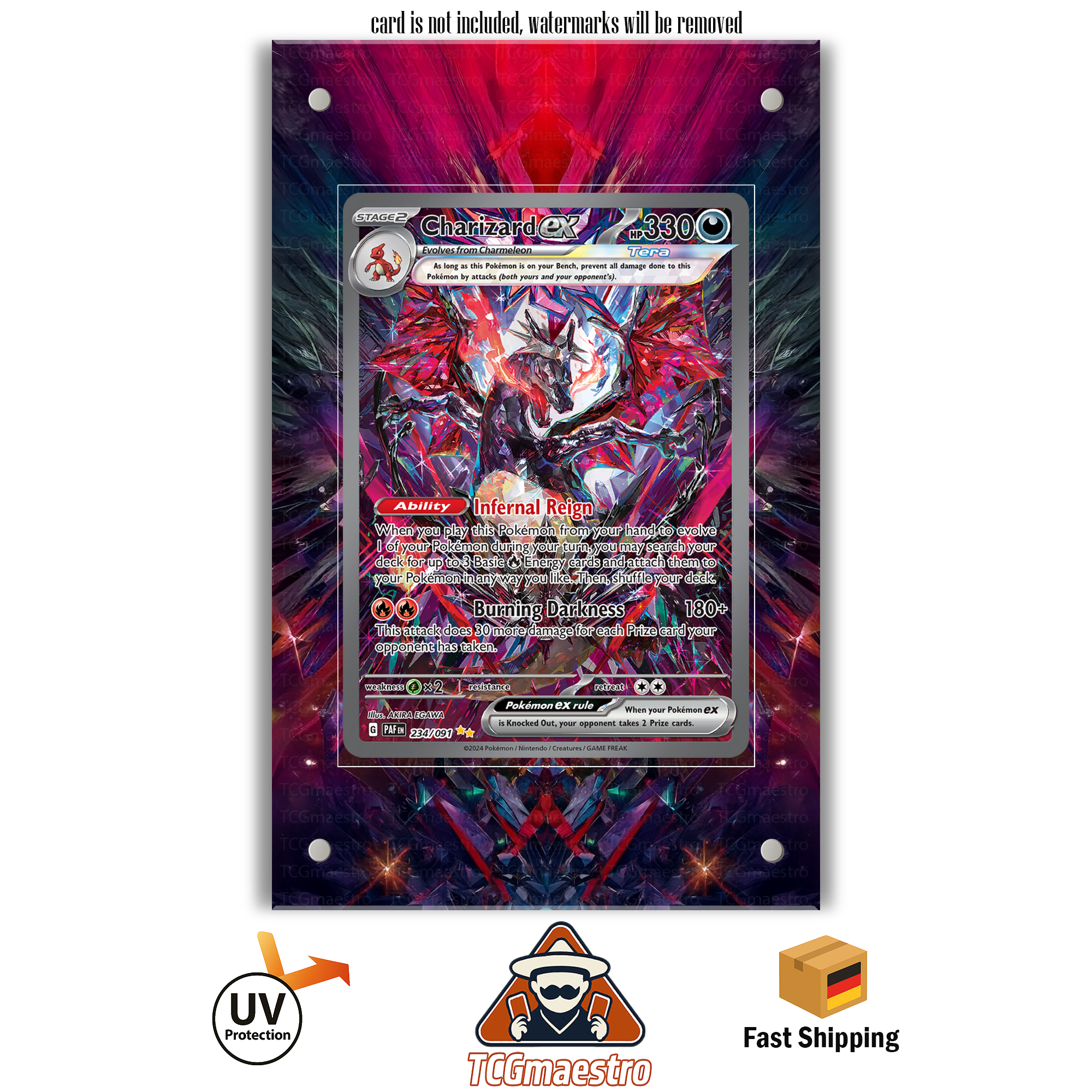 Glurak Charizard PAF 234/091 Pokémon Extended Artwork Rahmen & Schutzhülle