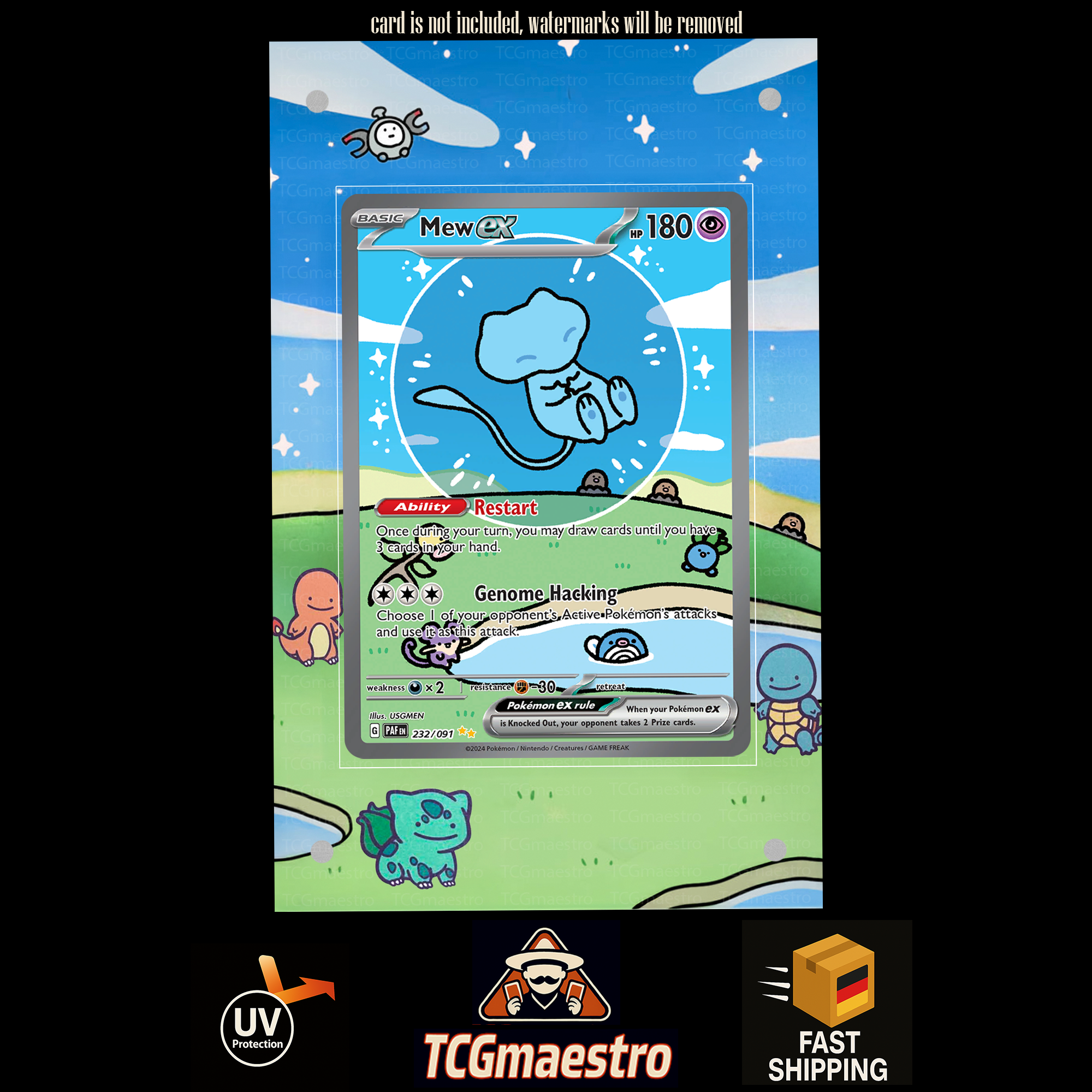 Mew PAF 232/091 extended artwork acrylic case magnetic protective cover Pokemon