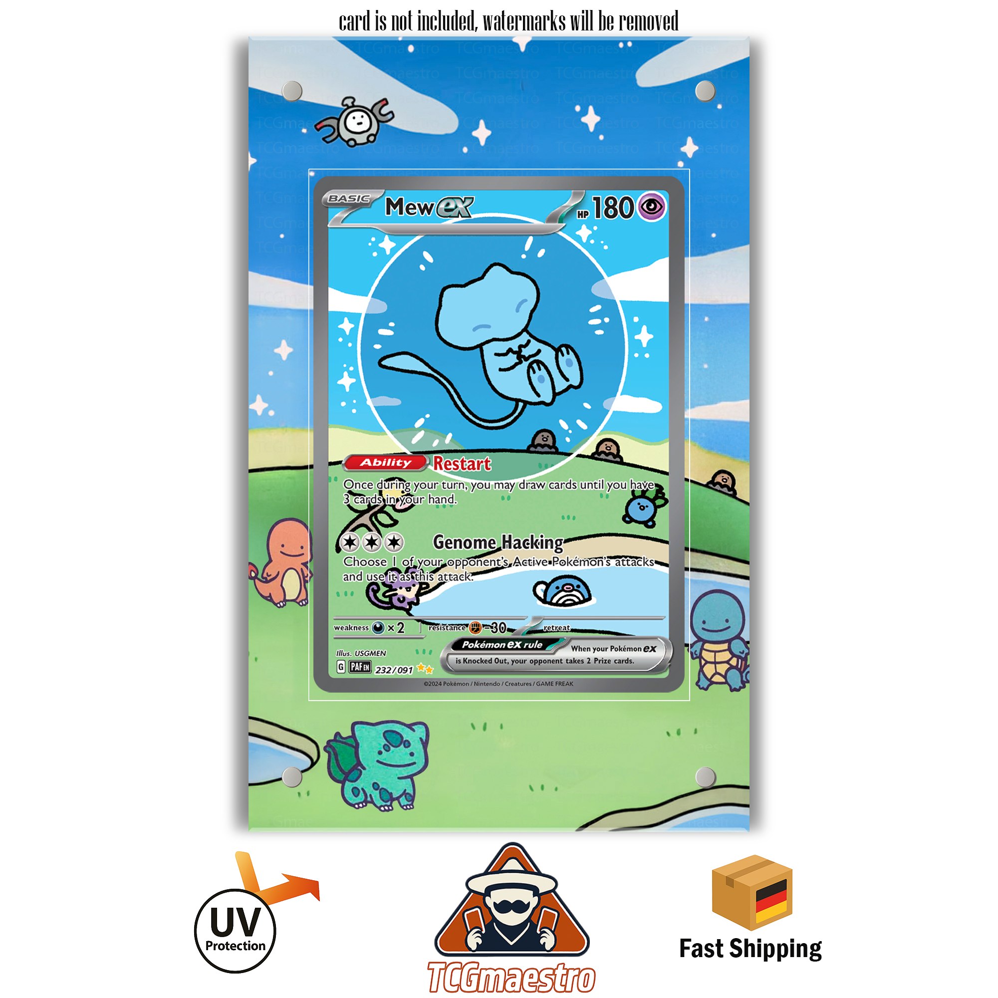 Mew PAF 232/091 Pokémon Extended Artwork Rahmen & Schutzhülle
