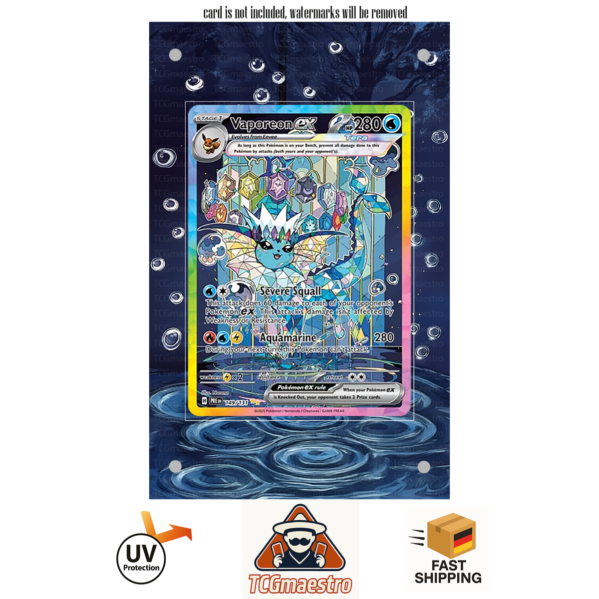 Vaporeon PRE 149/131 extended artwork acrylic case magnetic protective cover Pokemon
