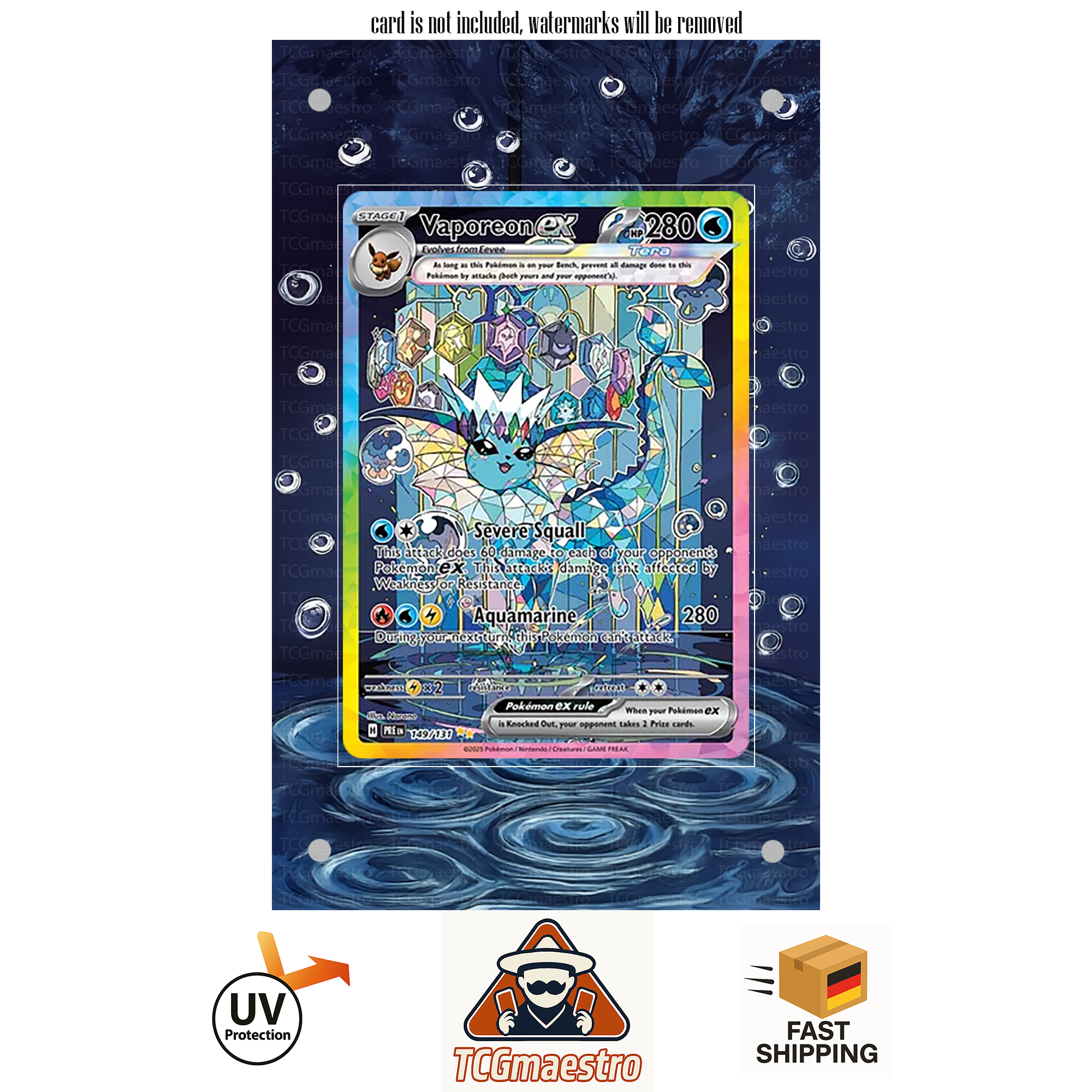 Vaporeon PRE 149/131 extended artwork acrylic case magnetic protective cover Pokemon