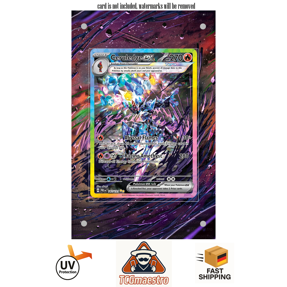 Azugladis Ceruledge PRE 147/131 extended artwork acrylic case magnetic protective cover Pokemon