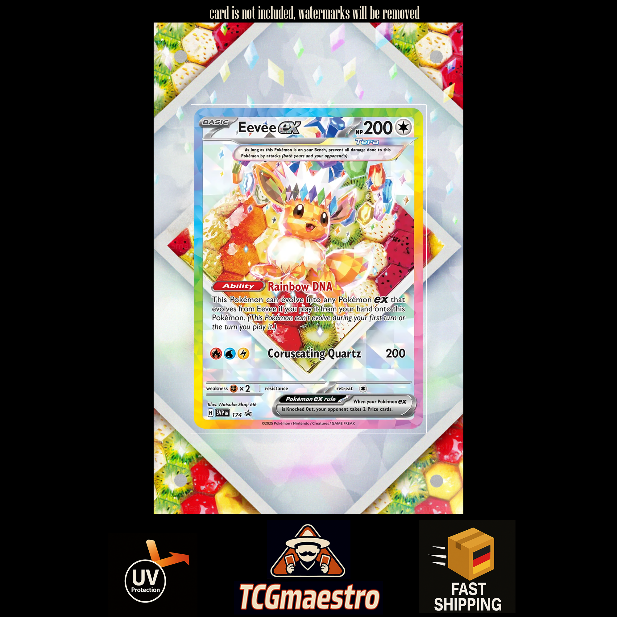 Eevee PRE Promo 174 extended artwork acrylic case magnetic protective cover Pokemon