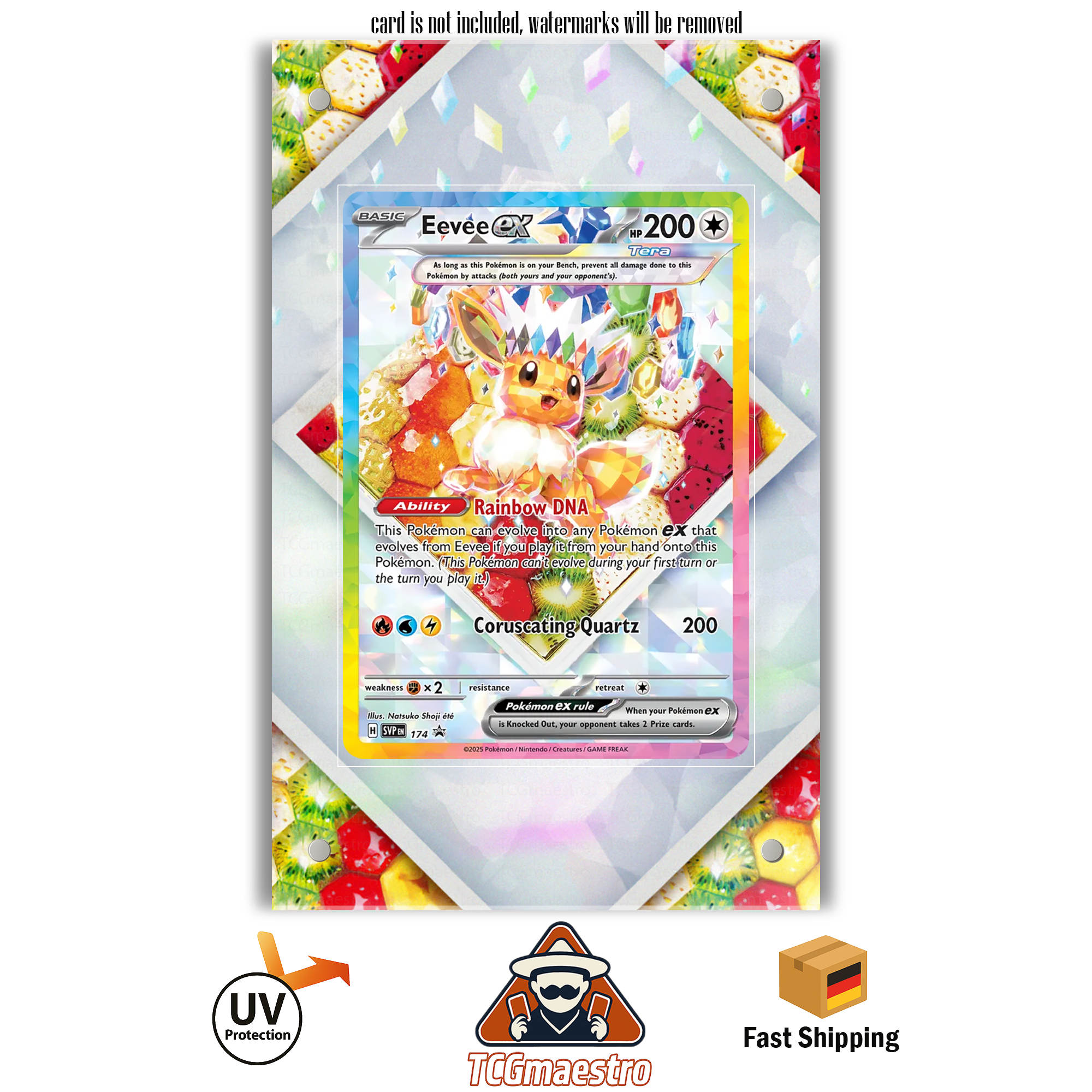 Pokmon Prismatic Evolutions Eevee, Eevee Promo - Extended Artwork Acrylic Case Protection TCGmaestro Pokmon Prismatic Evolutions Eevee, Eevee Promo - Extended Artwork Acrylic Case Protection TCGmaestro