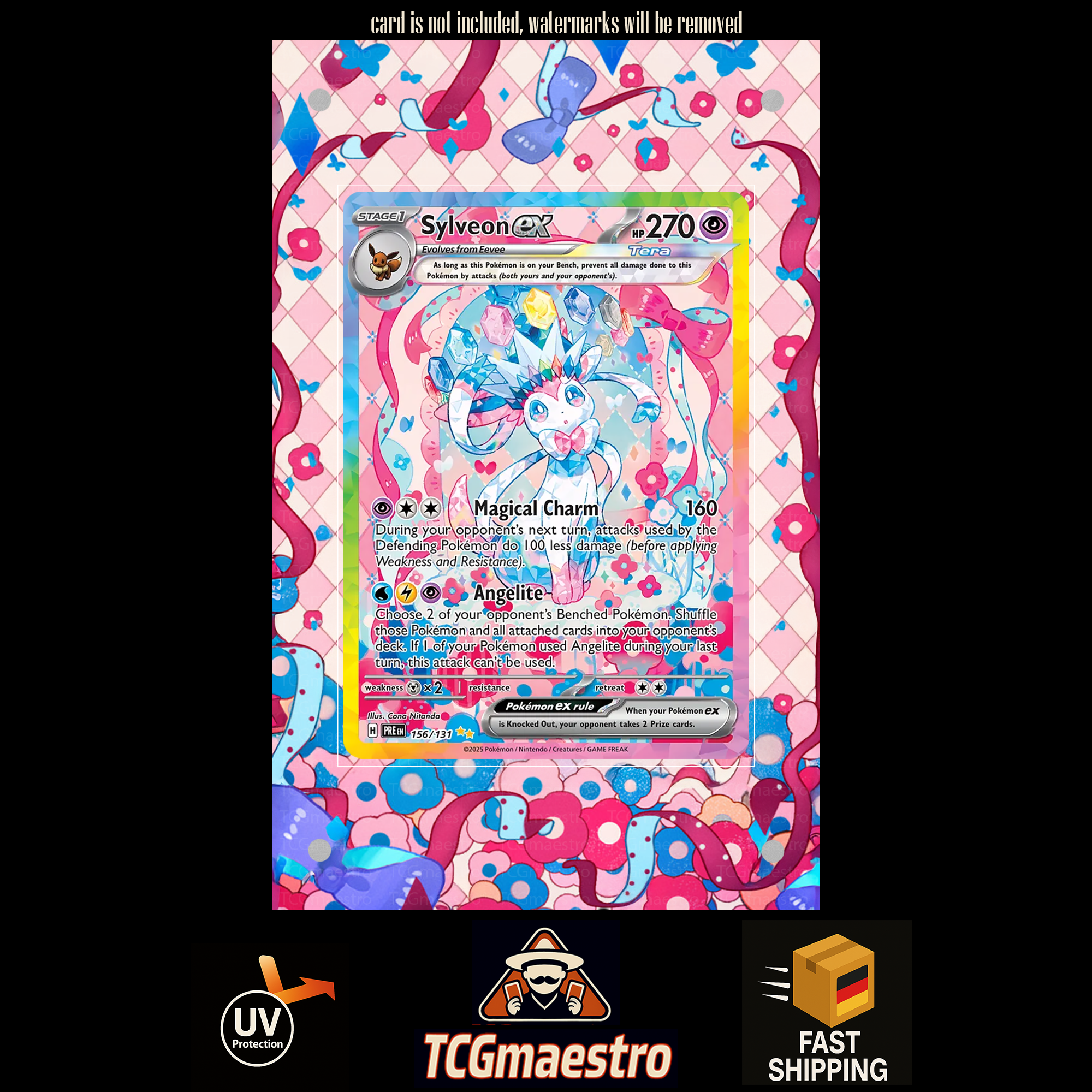 Sylveon PRE 156/131 extended artwork acrylic case magnetic protective cover Pokemon