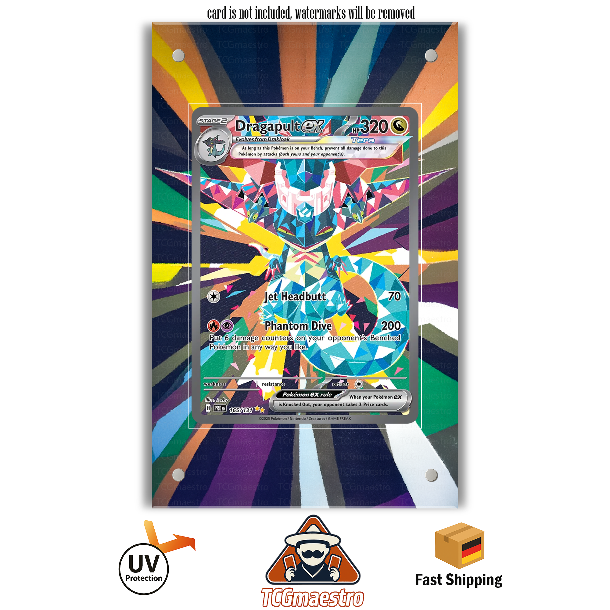Katapuldra Dragapult PRE 165/131 Pokémon Extended Artwork Rahmen & Schutzhülle