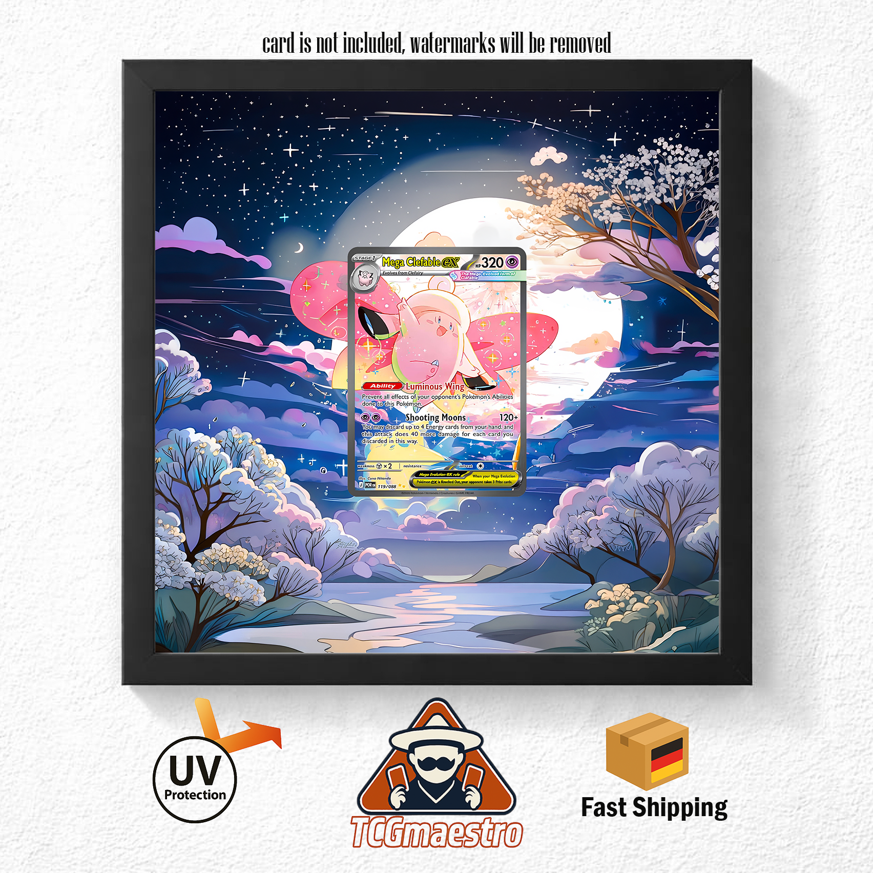 Bilderrahmen Pokémon Pixi Clefable POR 119 Display Art Frame