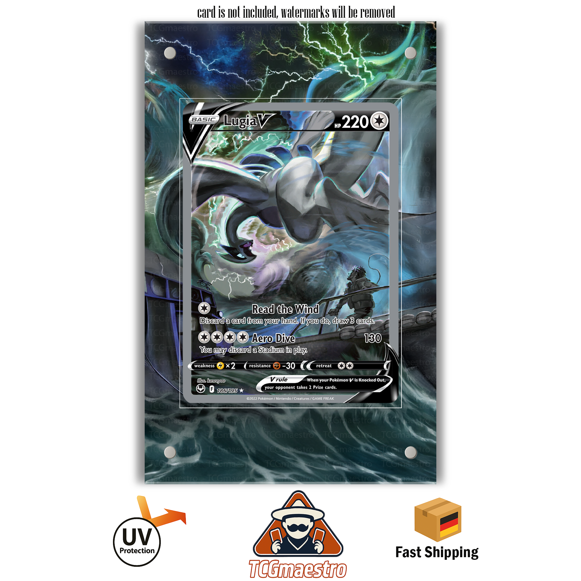 Lugia SIT 186 Pokémon Extended Artwork Rahmen & Schutzhülle