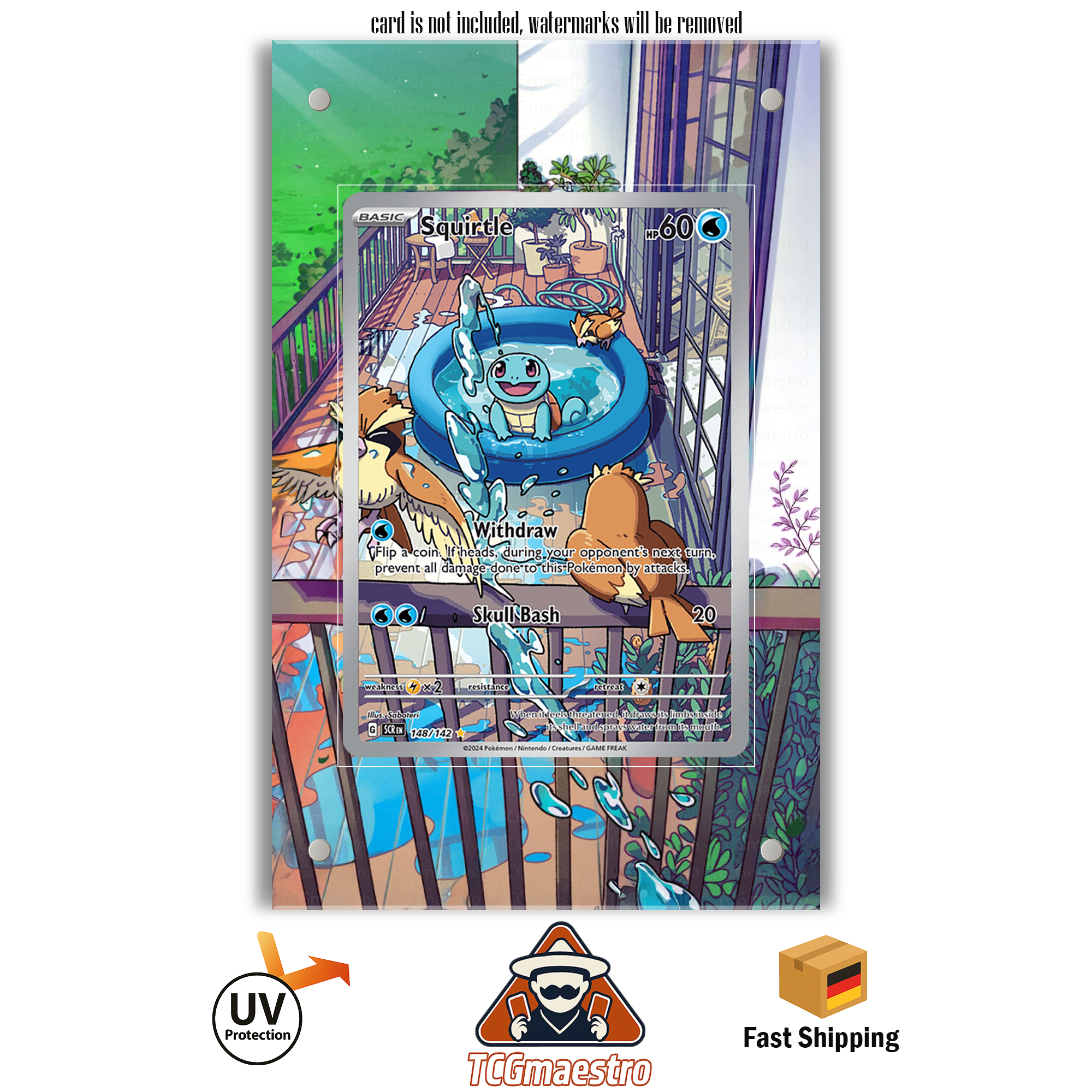 Schiggy Squirtle SCR 148/142 Pokémon Extended Artwork Rahmen & Schutzhülle