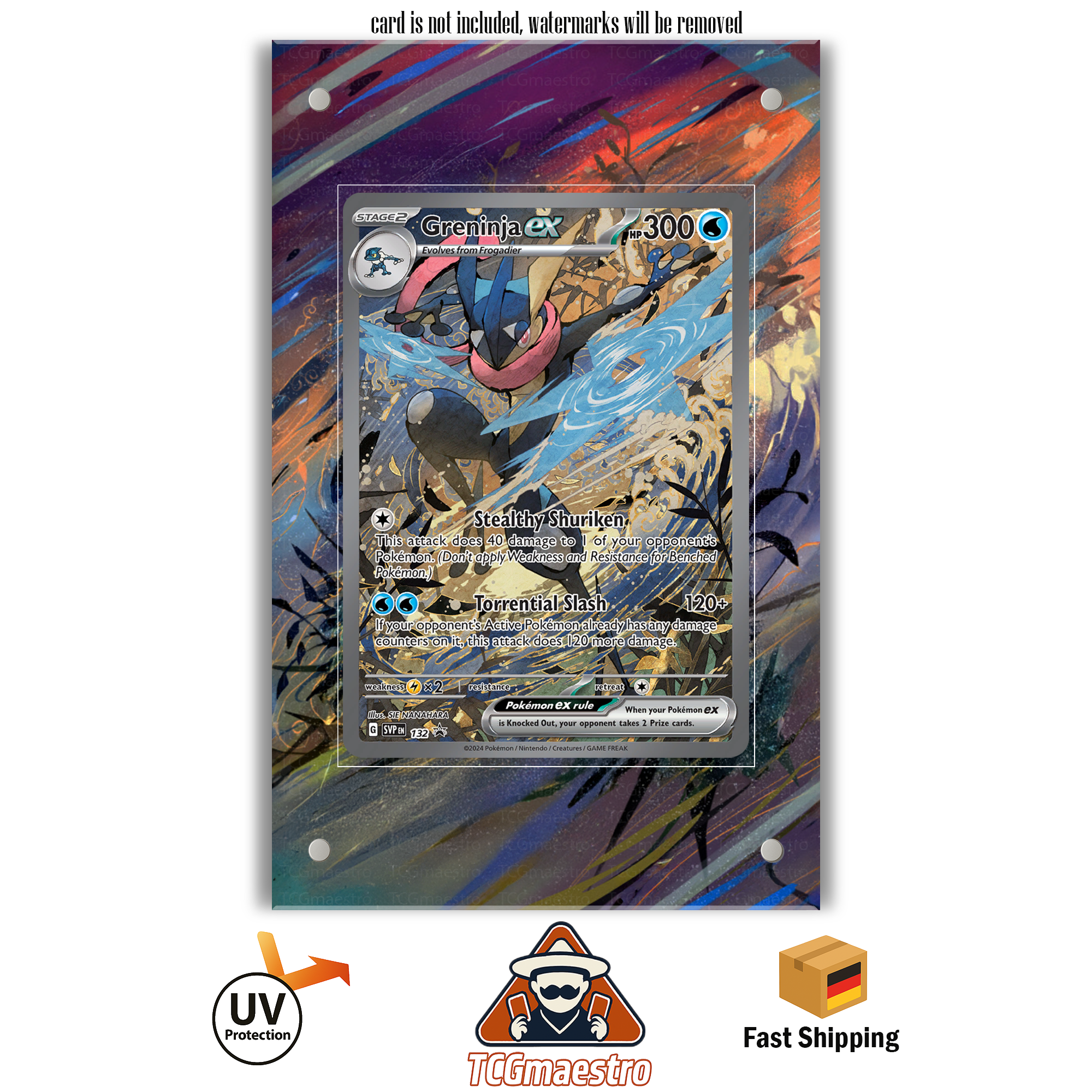 Quajutsu Greninja Promo 132 Pokémon Extended Artwork Rahmen & Schutzhülle