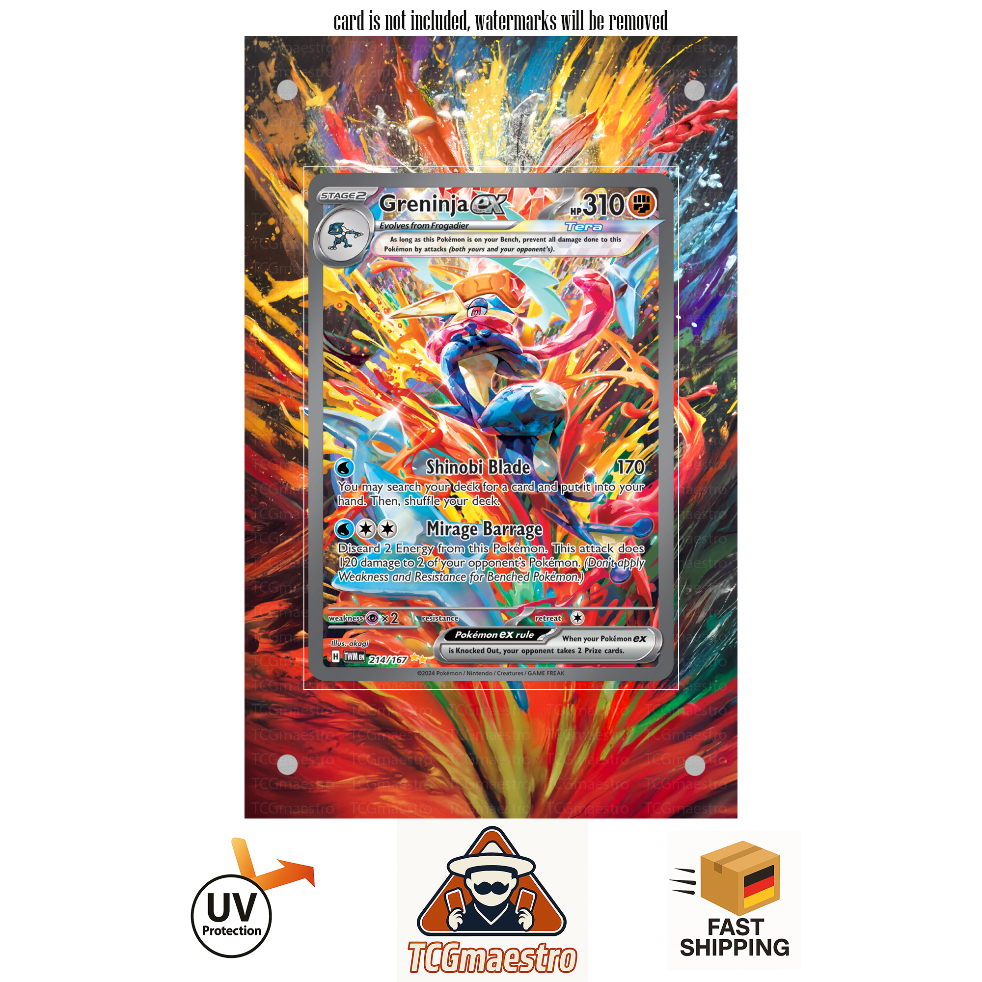 Greninja TWM 241/167 extended artwork acrylic case magnetic protective cover Pokemon