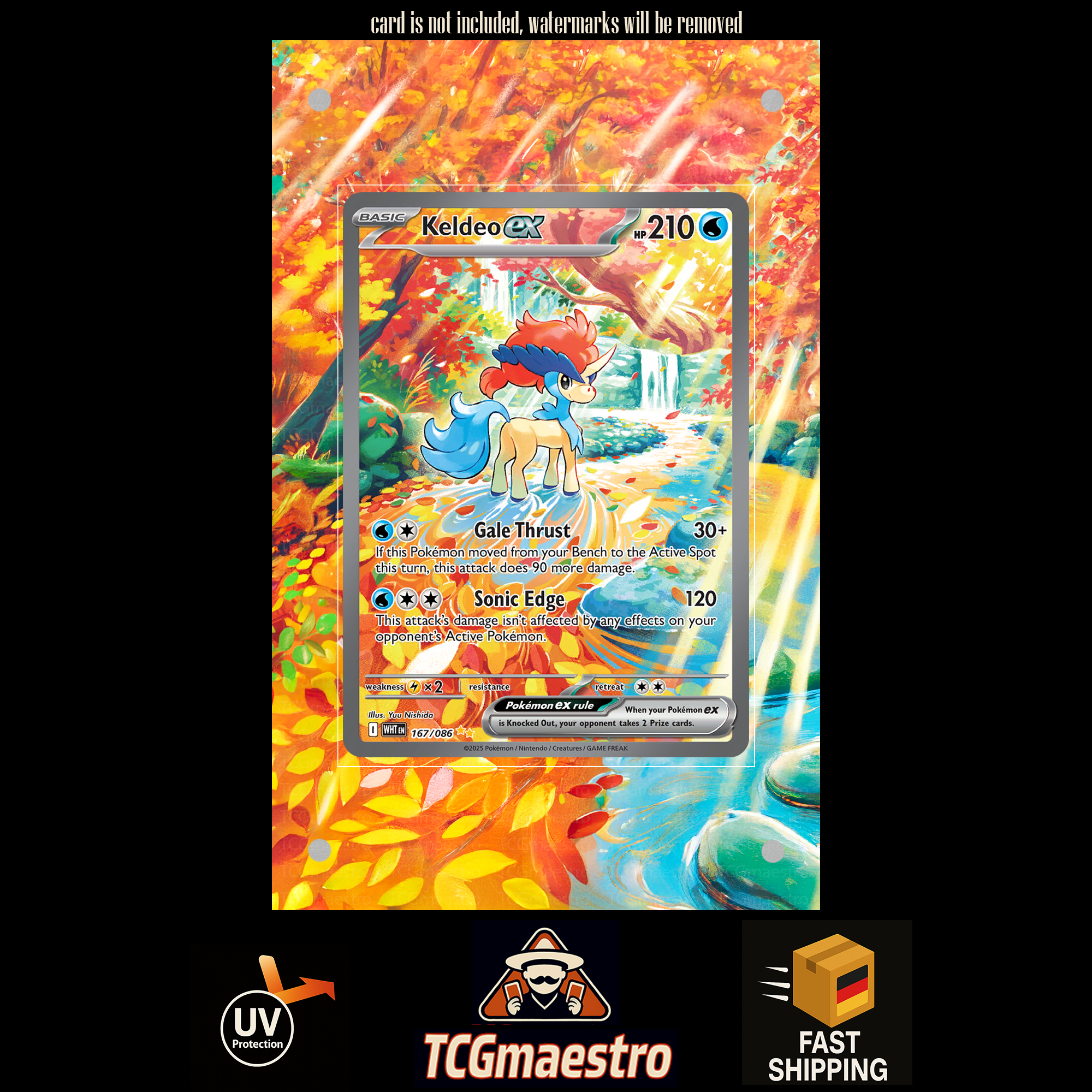 Keldeo WHT 167/086 extended artwork acrylic case magnetic protective cover Pokemon